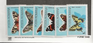 ROMANIA Sc 3281-86 NH ISSUE OF 1985 - BUTTERFLIES 