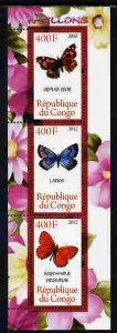 CONGO B. - 2012 - Butterflies of the World #1 - Perf 3v Sheet -MNH-Private Issue