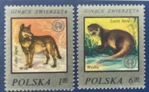 ZAYIX  - Poland - #2215, 2218 MNH Animals - Wildlife - Wolf - Otter 012822S35M