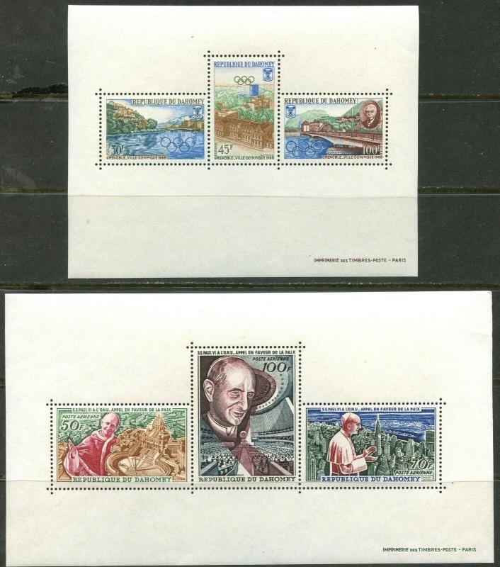 DAHOMEY  Sc#243a//C58a 1966-67 Five Topical Souvenir Sheets OG Mint NH