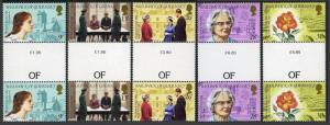 Guernsey 274-278 Gutter, Mnh.michel 279-283. Sibyl Hathaway, 1984.Rose