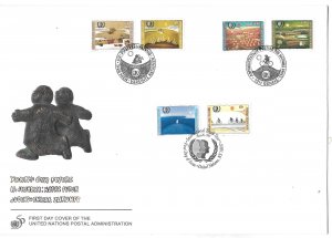 United Nations NY 661-62, G268-69, V184-85 Youth Year Geneva Cachet Large FDC