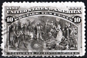 SC#237 10¢ Columbus Presenting Natives (1893) Used