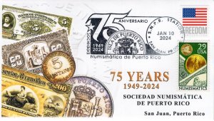 24-001, 2024, Sociedad Numismatica De Puerto Rico, Event Cover, Pictorial Postma