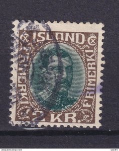 Iceland 1931 King Christian X Redrawn 2kr Used 15563