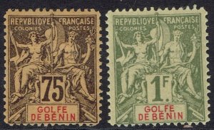 FRENCH BENIN 1893 PEACE AND COMMERCE 75C AND 1FR