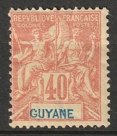 French Guiana 1892 Sc 45 MH* some disturbed gum