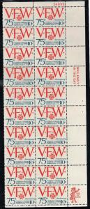 USA 1525 - VFW 75th Anniversary - Plate Block - MNH - VF - Strip of 20