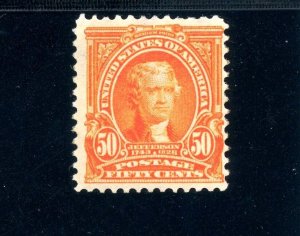 USAstamps Unused FVF US 1902 Jefferson Scott 310 OG MLH SCV $425