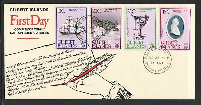 Gilbert Islands 321-324 Captain Cook 1979 U/A FDC C629