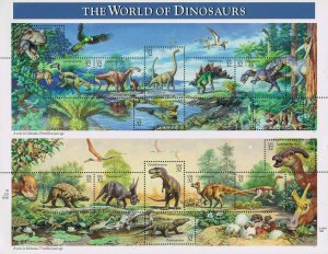 The World of Dinosaurs Sheet of Fifteen 32 Cent Postage Stamps Scott 3136