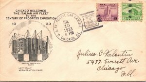 CENTURY OF PROGRESS EXPO CHICAGO WELCOMES THE ITALIAN FLEET CACHET COVER 1933