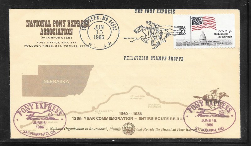 Just Fun Cover #2116 Sacramento - St Joseph Pony Express 126 Years Comm (A1303)