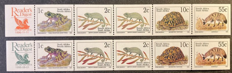 South Africa 1996 definitives animals readers digest strips x2 MNH 