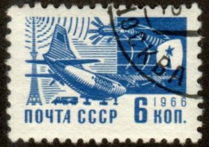 Russia 3261 - Cto - 6k Plane / TV Tower / Globe (Litho) (1966) +