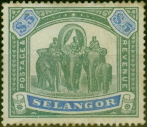 Selangor 1889 $5 Green & Blue SG64 Good MM