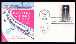 US 1196 Seattle World's Fair 1st Northwest Envelope U/A FDC