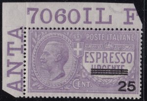 1917 Kingdom of Italy - Airmail - No. 2 MNH** WITH TABLE NUMBER