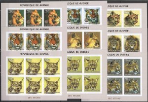 Oz0508 Imperforate 2002 Guinea Fauna Animals Wild Cats Felines 6Set (9Sh) Mnh