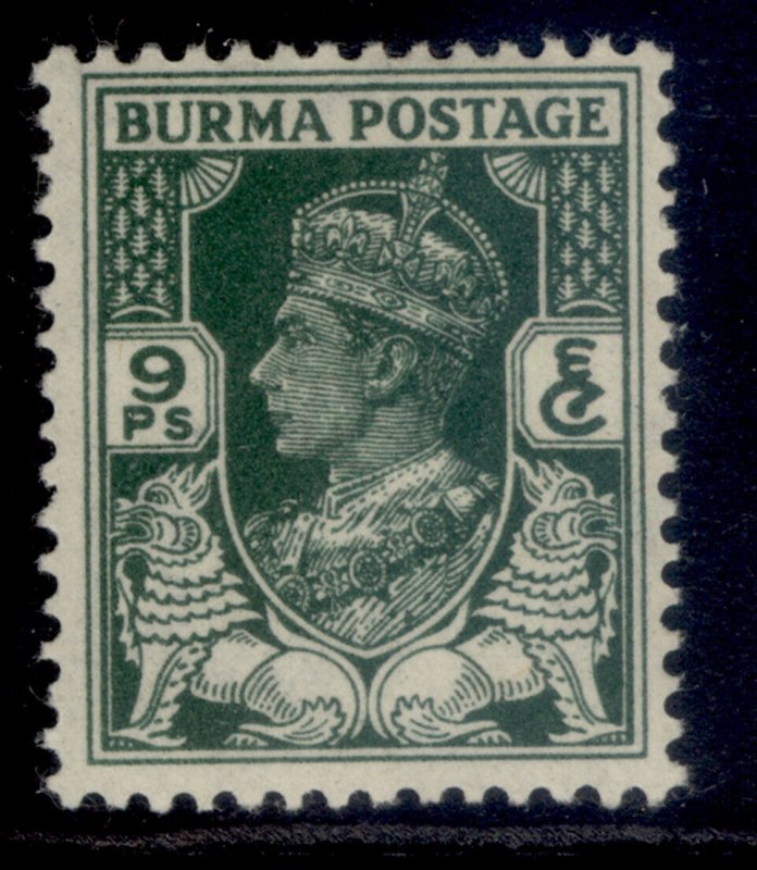 BURMA GVI SG53, 9p green, LH MINT.