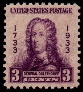 U.S. Scott #726: 1933 3¢ General Oglethorpe, MNH, VF+