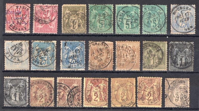 FRANCE USED STAMPS SAGE - EXCEPTIONAL LOT OF  SOTN CANCEL POSTMARKS 