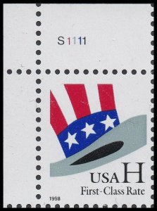 US 3260 Uncle Sam's Hat H Rate 33c plate single UL (1 stamp) MNH 1998 