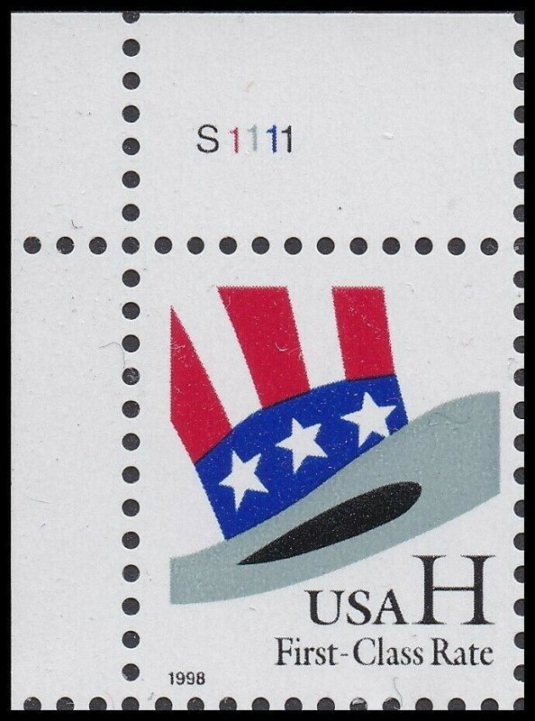 US 3260 Uncle Sam's Hat H Rate 33c plate single UL MNH 1998