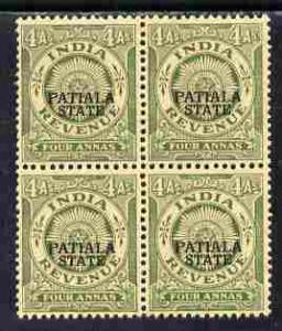 Indian States - Patiala 1934-49 4a green British Indian R...