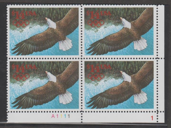 U.S. Scott #2542 Eagle Stamps - $56 Face - Mint NH Plate Block - LR Plate