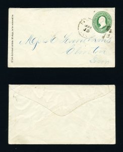 # U83 entire to Clinton, PA dated 4-15-1870's