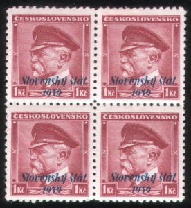 Slovakia Scott #12 1939 MH Block of 4