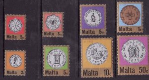 Malta-Sc#439-46- id6-unused NH set-Coins-1972-