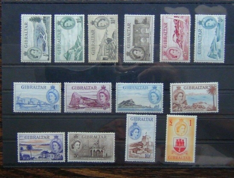 Gibraltar 1953 - 1959 set to £1 SG145 - SG158 MM