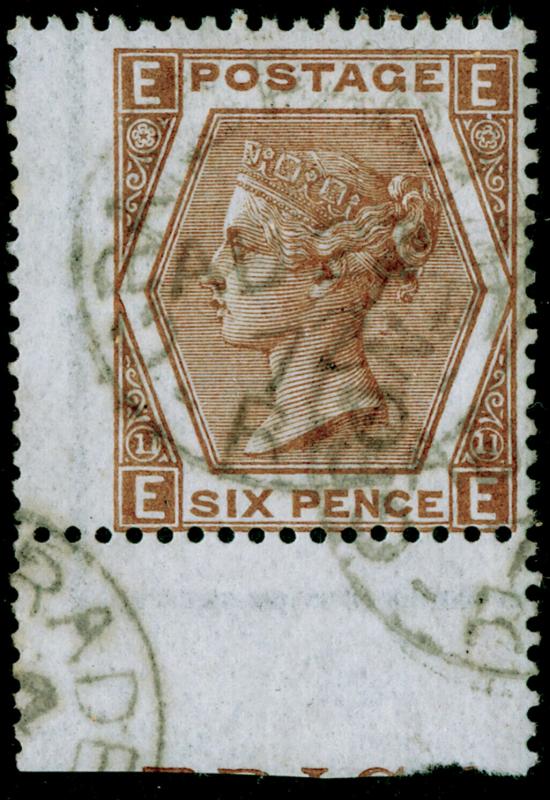 SG122, 6d deep chestnut plate 11, FINE USED, CDS. Cat £125+. MARGINAL. EE