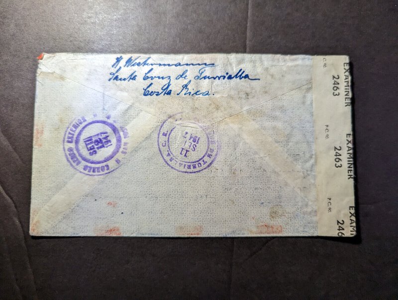 1947 Censored Costa Rica Airmail Cover Santa Cruz to West Germany