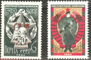 Russia Scott 3464-3465 MNH** 1968 Frontier Guard set