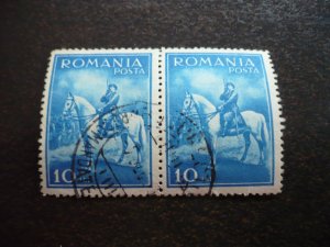 Stamps - Romania - Scott# 416 - Used Pair of Stamps