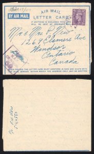 Aden GB KGVI 3d Pale Violet RAF Censor cover to Canada