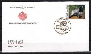 Monaco, Scott cat. 1940. Dogs Show issue. Cocker Spaniel. First day cover.  ^