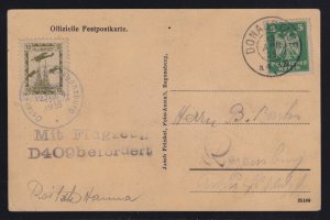 Germany 1925 Regensberg Easter Flight Days Flown Postcard & Semi-Official