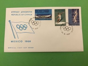 Cyprus 1968 Mexico Olympics First Day Cover Stamps Cover R42526