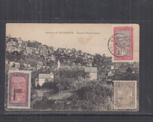 MADAGASCAR c1925 ppc. TANANARIVE 4c. 10c. 1c. on 15c. to France.