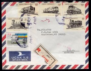 Turkey to Appleton,WI 1988 Registered Cover