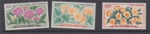 CONGO REPUBLIC, 1961 Flowers, Air set of 3, lhm.