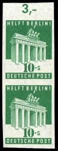 Germany #B302 (Mi. 101U) Cat€1,000, 1948 Help Berlin, imperf. top margin ve...