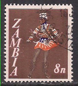 Zambia 1968 QE2 8n Dancer used SG 133 ( M1203 )