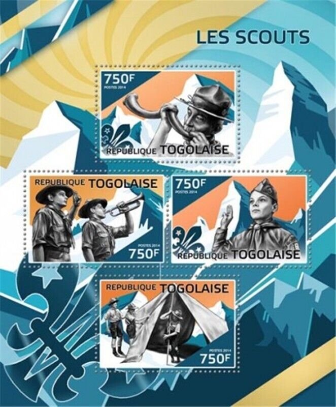 Togo - 2014 Scouts on Stamps - 4 Stamp Sheet - 20H-1025