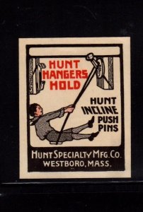 USA Advertising Stamp - Hunt Specialty Mfg Co, Westboro MASS Hangers & Push Pins