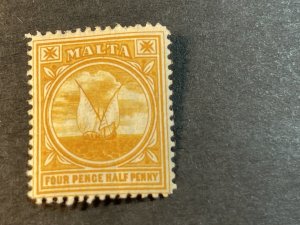 MALTA # 43-MINT/HINGED**SHORT PERF ON TOP**----ORANGE----1911